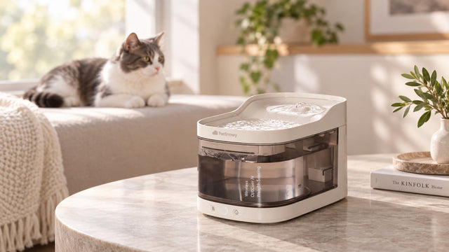 Different filtration materials used in a cat water fountain filter