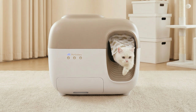 petsnowy litter box for home with two cats