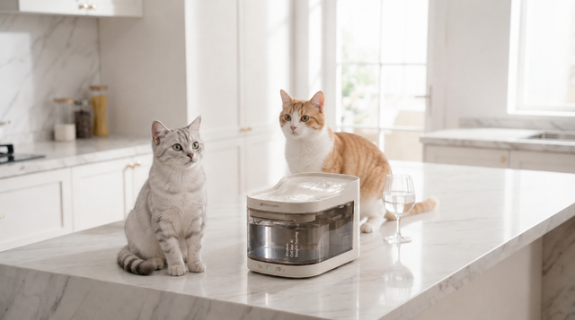 One Water Fountain Enough for Two Cats